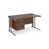 Maestro 800mm Deep Straight Cable Management Leg Office Desk with Three Drawer Pedestal