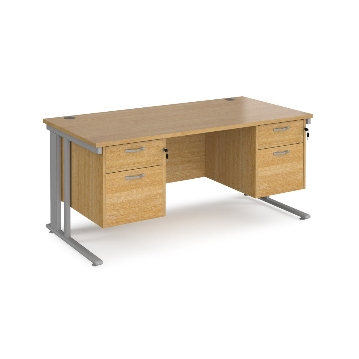 Maestro 800mm Deep Straight Cable Management Leg Office Desk with Two and Two Drawer Pedestal