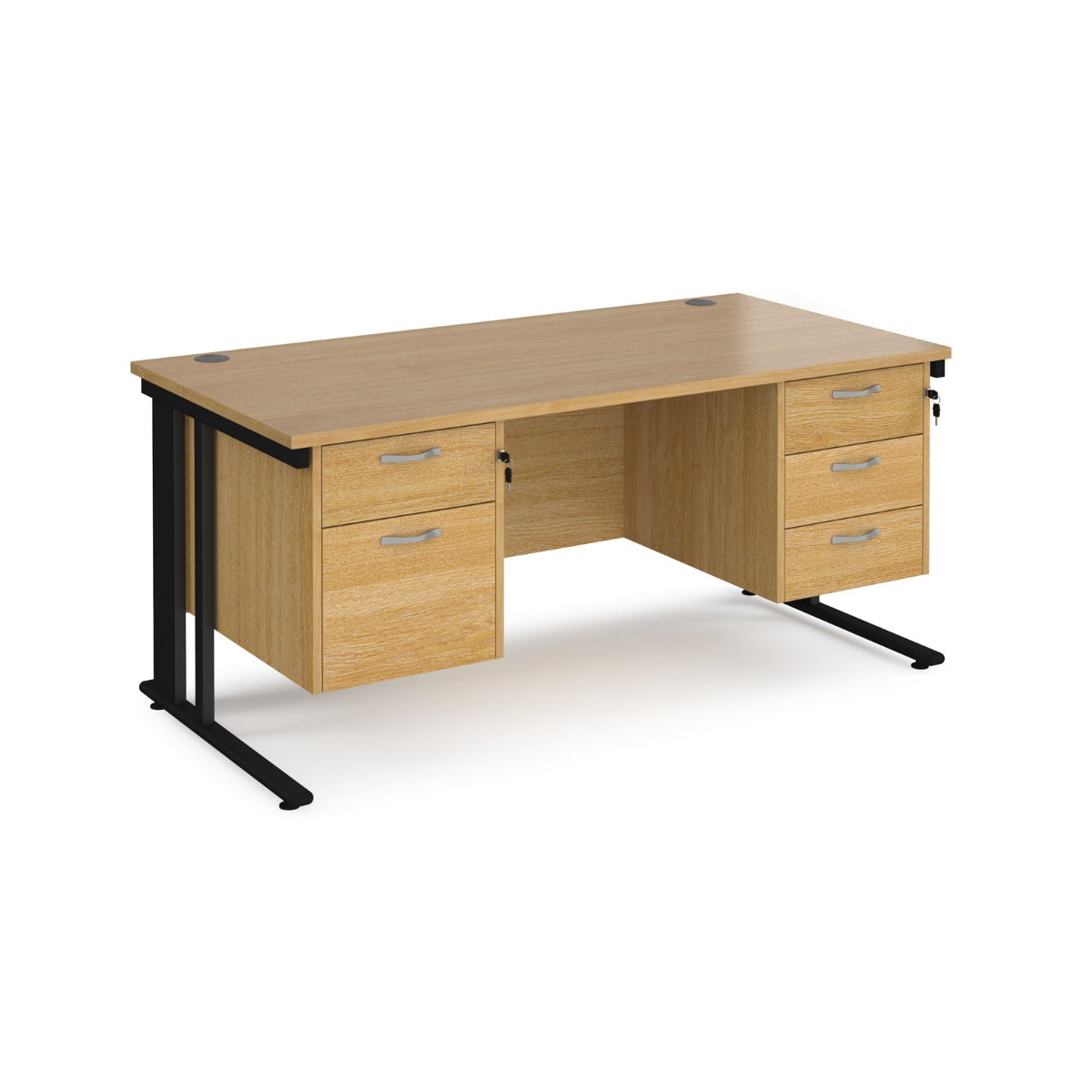 Maestro 800mm Deep Straight Cable Management Leg Office Desk with Two and Three Drawer Pedestal