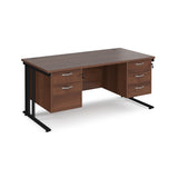 Maestro 800mm Deep Straight Cable Management Leg Office Desk with Two and Three Drawer Pedestal