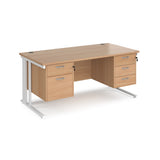 Maestro 800mm Deep Straight Cable Management Leg Office Desk with Two and Three Drawer Pedestal