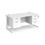 Maestro 800mm Deep Straight Cable Management Leg Office Desk with Two and Three Drawer Pedestal