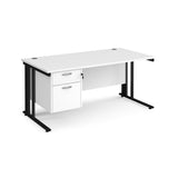 Maestro 800mm Deep Straight Cable Management Leg Office Desk with Two Drawer Pedestal