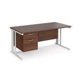 Maestro 800mm Deep Straight Cable Management Leg Office Desk with Two Drawer Pedestal