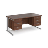 Maestro 800mm Deep Straight Cable Management Leg Office Desk with Three and Three Drawer Pedestal