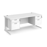 Maestro 800mm Deep Straight Cable Management Leg Office Desk with Two and Two Drawer Pedestal