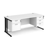 Maestro 800mm Deep Straight Cable Management Leg Office Desk with Two and Three Drawer Pedestal