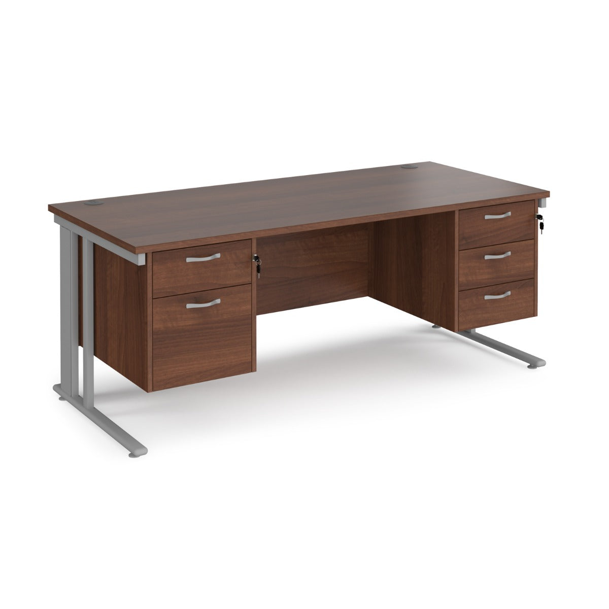 Maestro 800mm Deep Straight Cable Management Leg Office Desk with Two and Three Drawer Pedestal