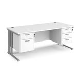 Maestro 800mm Deep Straight Cable Management Leg Office Desk with Two and Three Drawer Pedestal