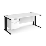 Maestro 800mm Deep Straight Cable Management Leg Office Desk with Two Drawer Pedestal