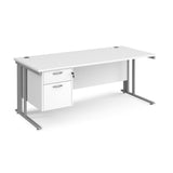 Maestro 800mm Deep Straight Cable Management Leg Office Desk with Two Drawer Pedestal