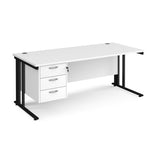 Maestro 800mm Deep Straight Cable Management Leg Office Desk with Three Drawer Pedestal