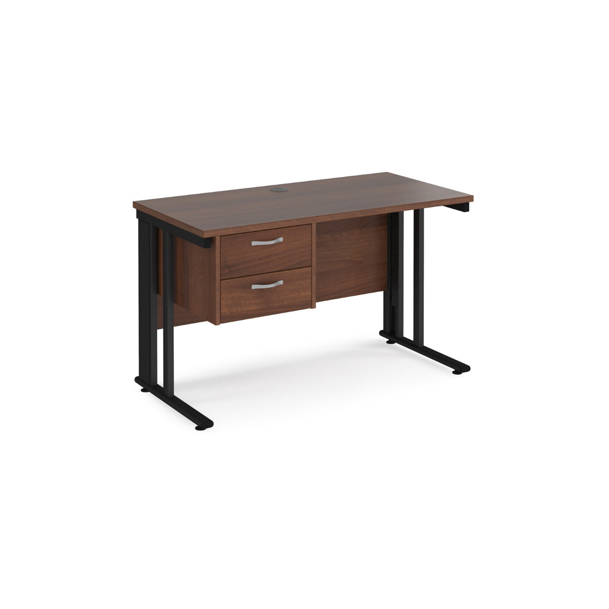 Maestro 600mm Deep Straight Cable Management Leg Office Desk with Two Drawer Pedestal