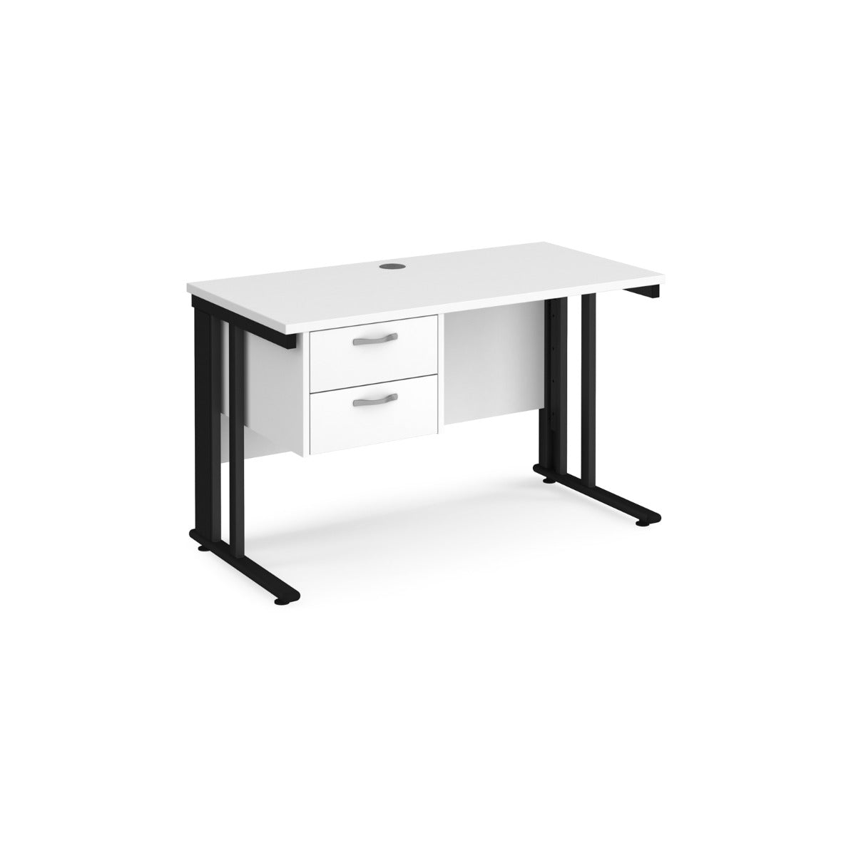 Maestro 600mm Deep Straight Cable Management Leg Office Desk with Two Drawer Pedestal