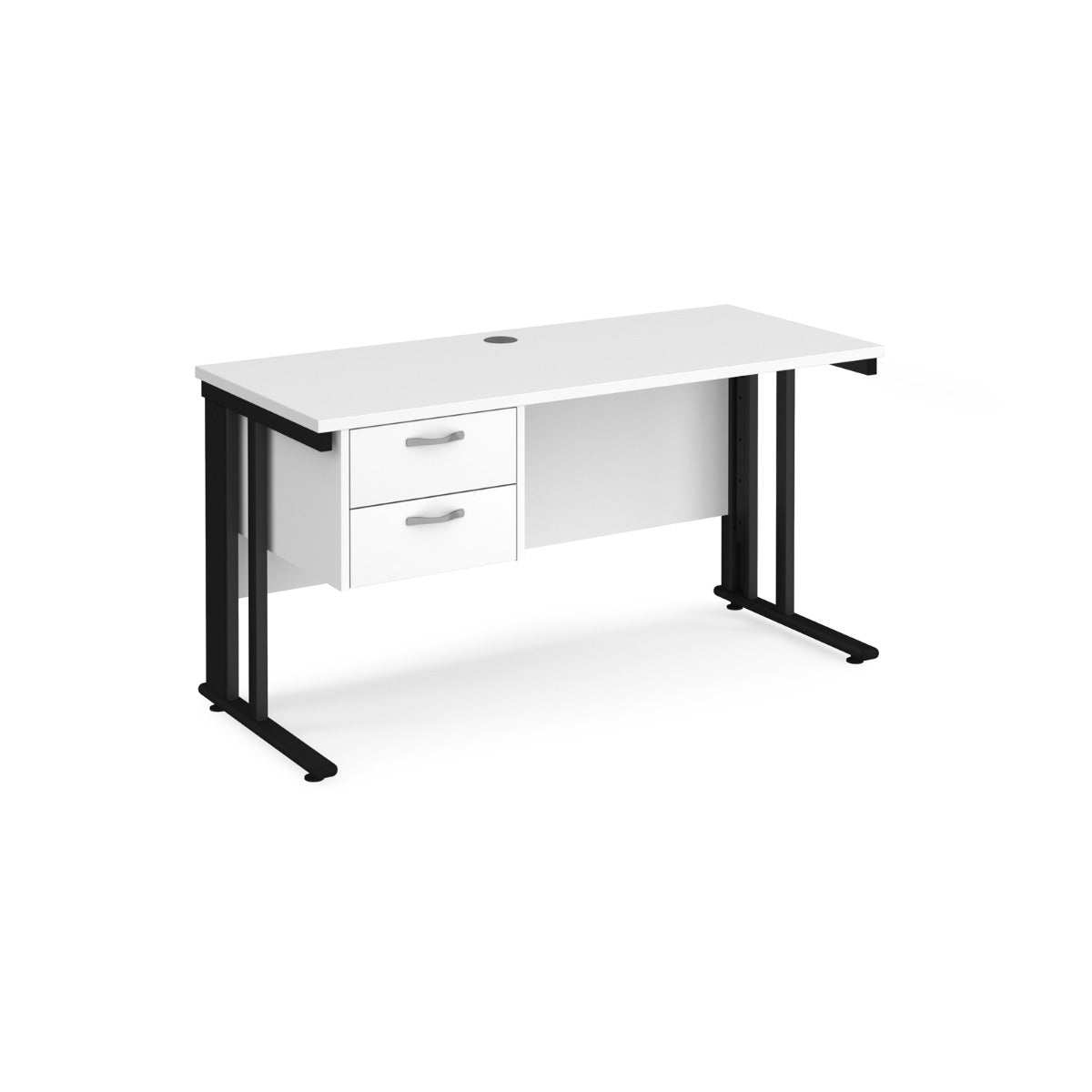 Maestro 600mm Deep Straight Cable Management Leg Office Desk with Two Drawer Pedestal