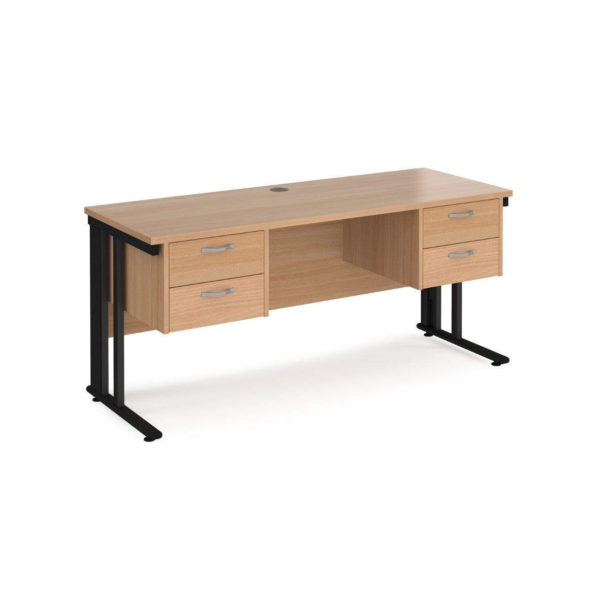 Maestro 600mm Deep Straight Cable Management Leg Office Desk with Two & Two Drawer Pedestal