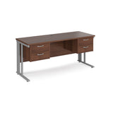 Maestro 600mm Deep Straight Cable Management Leg Office Desk with Two & Two Drawer Pedestal