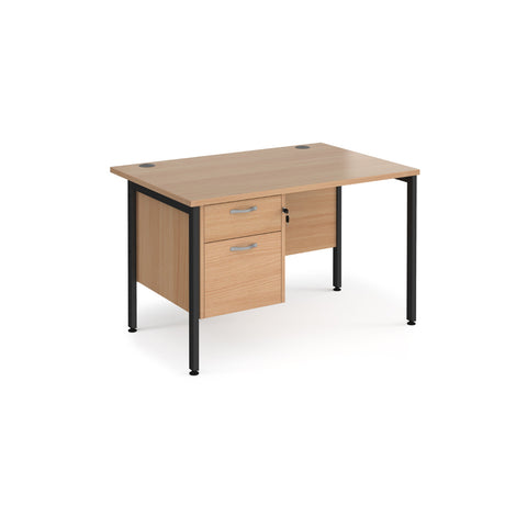 Maestro 800mm Deep Straight H Office Desk with Two Drawer Pedestal