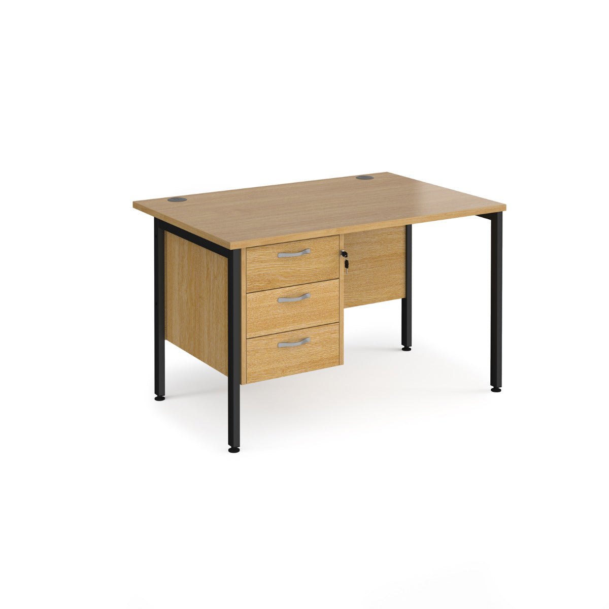Maestro 800mm Deep Straight H Office Desk with Three Drawer Pedestal