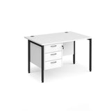 Maestro 800mm Deep Straight H Office Desk with Three Drawer Pedestal