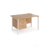 Maestro 800mm Deep Straight H Office Desk with Three Drawer Pedestal