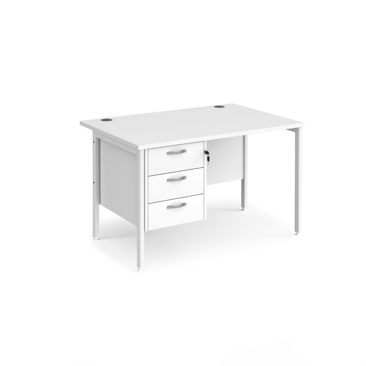 Maestro 800mm Deep Straight H Office Desk with Three Drawer Pedestal