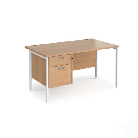 Maestro 800mm Deep Straight H Office Desk with Two Drawer Pedestal