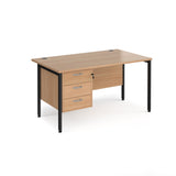 Maestro 800mm Deep Straight H Office Desk with Three Drawer Pedestal