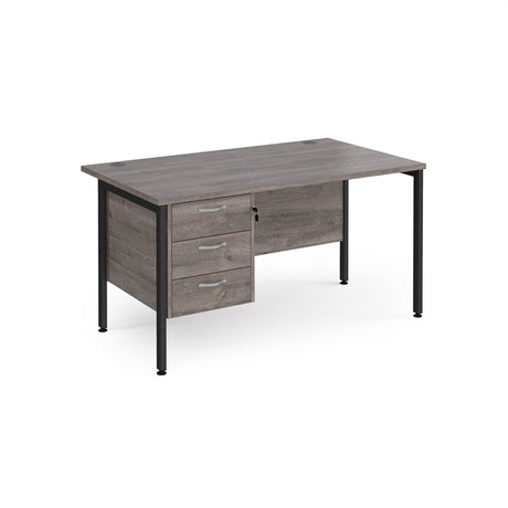 Maestro 800mm Deep Straight H Office Desk with Three Drawer Pedestal