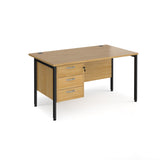 Maestro 800mm Deep Straight H Office Desk with Three Drawer Pedestal