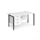 Maestro 800mm Deep Straight H Office Desk with Three Drawer Pedestal