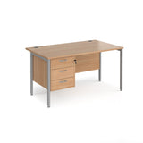 Maestro 800mm Deep Straight H Office Desk with Three Drawer Pedestal