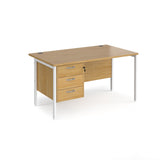 Maestro 800mm Deep Straight H Office Desk with Three Drawer Pedestal