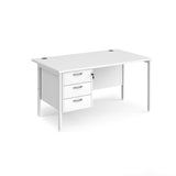 Maestro 800mm Deep Straight H Office Desk with Three Drawer Pedestal