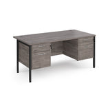 Maestro 800mm Deep Straight H Office Desk with Two and Two Drawer Pedestal