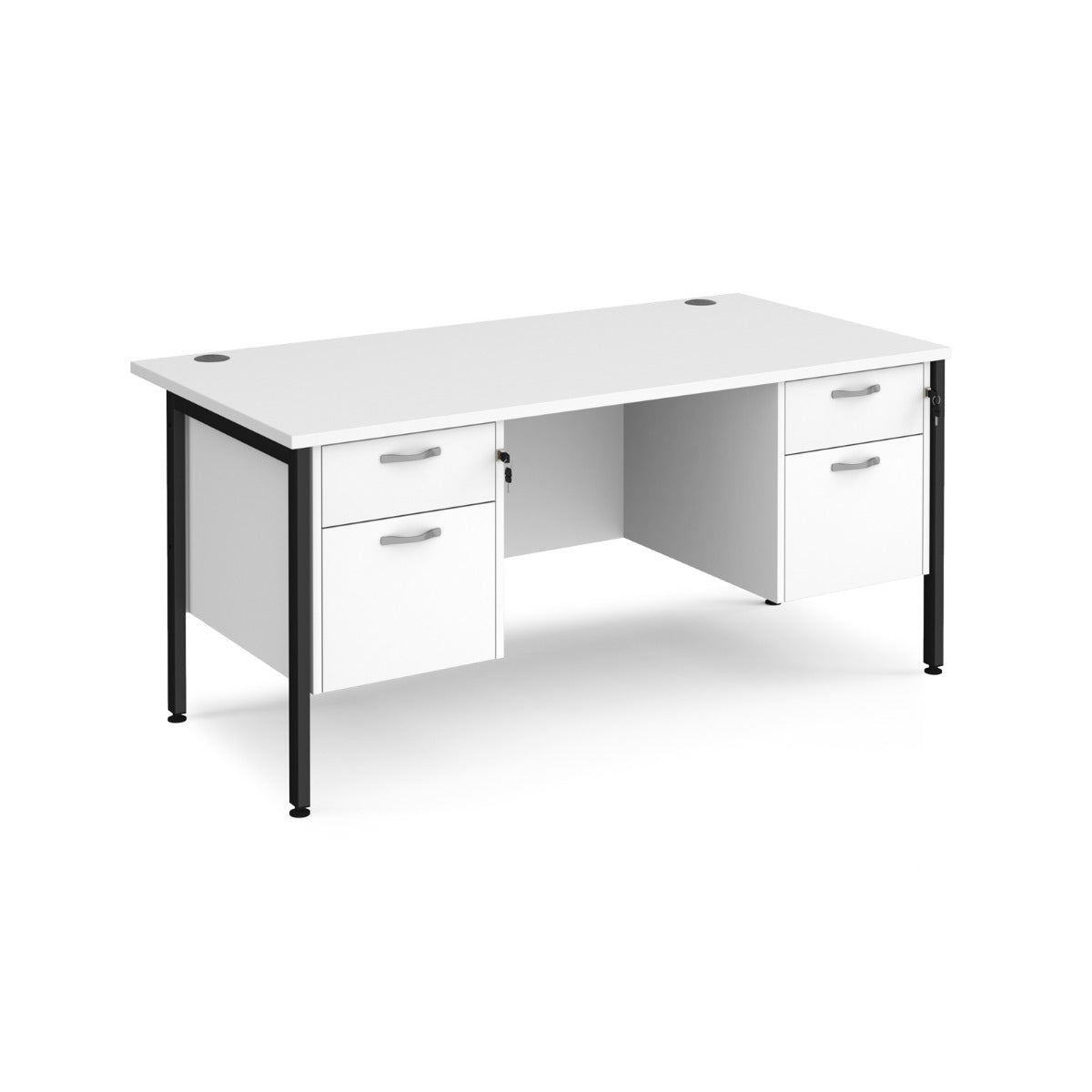 Maestro 800mm Deep Straight H Office Desk with Two and Two Drawer Pedestal