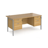 Maestro 800mm Deep Straight H Office Desk with Two and Two Drawer Pedestal