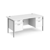 Maestro 800mm Deep Straight H Office Desk with Two and Two Drawer Pedestal