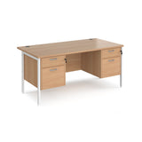 Maestro 800mm Deep Straight H Office Desk with Two and Two Drawer Pedestal