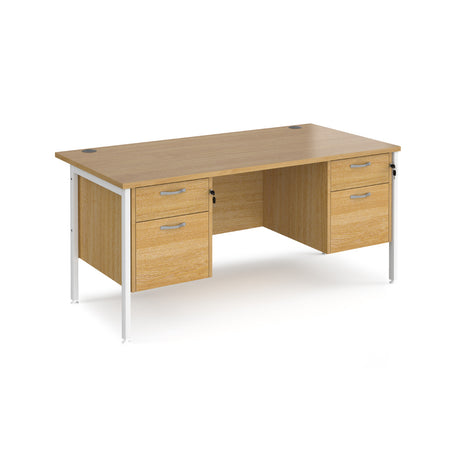 Maestro 800mm Deep Straight H Office Desk with Two and Two Drawer Pedestal