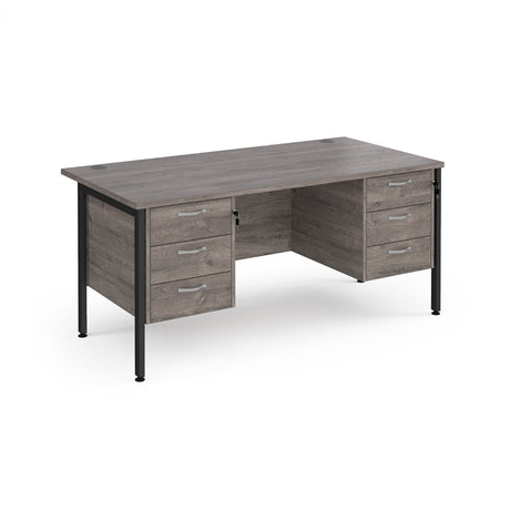 Maestro 800mm Deep Straight H Office Desk with Three and Three Drawer Pedestal