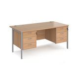 Maestro 800mm Deep Straight H Office Desk with Three and Three Drawer Pedestal