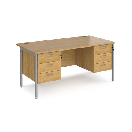 Maestro 800mm Deep Straight H Office Desk with Three and Three Drawer Pedestal