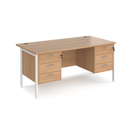 Maestro 800mm Deep Straight H Office Desk with Three and Three Drawer Pedestal