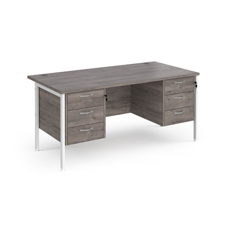 Maestro 800mm Deep Straight H Office Desk with Three and Three Drawer Pedestal