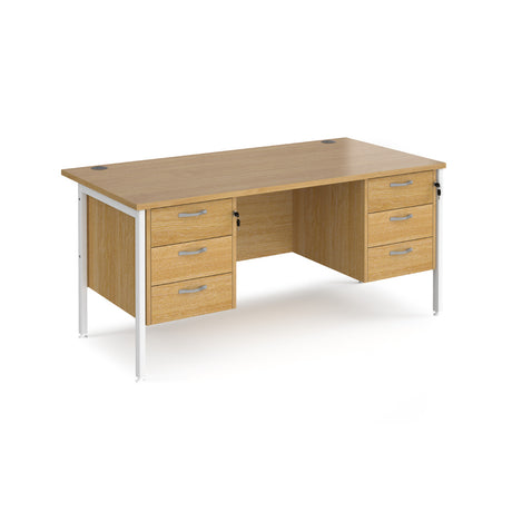 Maestro 800mm Deep Straight H Office Desk with Three and Three Drawer Pedestal