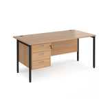 Maestro 800mm Deep Straight H Office Desk with Three Drawer Pedestal