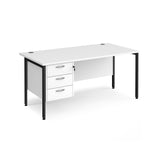 Maestro 800mm Deep Straight H Office Desk with Three Drawer Pedestal