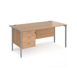 Maestro 800mm Deep Straight H Office Desk with Three Drawer Pedestal