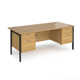 Maestro 800mm Deep Straight H Office Desk with Two and Two Drawer Pedestal